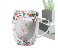 Tazas de café de vidrio de doble pared, taza de vidrio de doble capa de movediza, taza de cerveza transparente estética, resistente al calor, taza de café ligera para mujeres y niñas