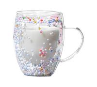 Tazas de café de vidrio de doble pared, tazas de café transparentes estéticas, taza de vidrio aislante de 350 ml, cristalería ligera y resistente al calor con asa, taza de gran capacidad para bebidas