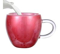 Tazas de café de vidrio de doble pared - Tazas de capuchino en forma de corazón, tazas de té estéticas con asas | Servicio de bebidas frías y calientes, vasos aislados para sostener va