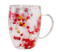 Tazas de café de vidrio de flores secas - Taza de té de doble pared Vaso de flores de vidrio transparente, flores secas de doble pared - 350 ml aislado resistente al calor Latte vasos tazas