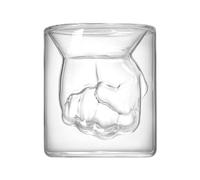 Tazas de café de vidrio de pared doble,taza de café de vidrio aislado, Forma de puño de vidrio para beber, Vaso transparente pequeño para whisky, Tequila, Vodka, tazas de vidrio, vasos de leche