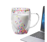Tazas de café de vidrio doble, 350 ml, taza de café de vidrio transparente aislado, taza ligera de gran capacidad para bebidas frías y calientes, vasos para mujeres y niñas