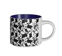 Tazas de café, desayuno, avena, leche, taza de té, taza de cerámica grande, ballena, orca, asesino,Azul marino,Talla única