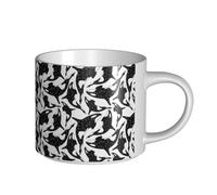 Tazas de café, desayuno, avena, leche, taza de té, taza de cerámica grande, ballena, orca, asesino,Blanco,Talla única