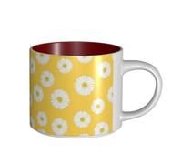 Tazas de café Desayuno Avena Leche Taza de té Taza de cerámica Grande, Blanco Aster Margarita Amarillo,Rojo,Talla única