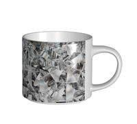 Tazas de café, desayuno, avena, leche, taza de té, taza de cerámica grande, estilo diamante, textura de cristal,Blanco,Talla única