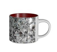 Tazas de café, desayuno, avena, leche, taza de té, taza de cerámica grande, estilo diamante, textura de cristal,Rojo,Talla única