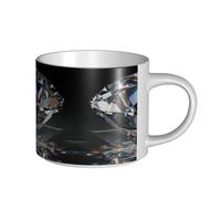 Tazas de café, desayuno, avena, leche, taza de té, taza de cerámica grande, hermosa joyería de diamantes negros,Blanco,Talla única