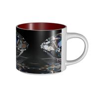 Tazas de café, desayuno, avena, leche, taza de té, taza de cerámica grande, hermosa joyería de diamantes negros,Rojo,Talla única