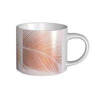 Tazas de café, desayuno, avena, leche, taza de té, taza de cerámica grande, hoja de palma, cobre, rosa, exquisita,Blanco,Talla única