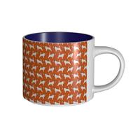 Tazas de café, desayuno, avena, leche, taza de té, taza de cerámica grande, Jack Russell Terriers, naranja, lindo perro Jack Russell,Azul marino,Talla única