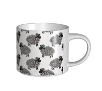 Tazas de café, desayuno, avena, leche, taza de té, taza de cerámica grande, linda oveja,Blanco,Talla única