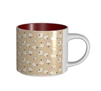 Tazas de café, desayuno, avena, leche, taza de té, taza de cerámica grande, negro claro, oveja animal,Rojo,Talla única