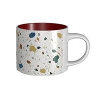 Tazas de café, desayuno, avena, leche, taza de té, taza de cerámica grande, patrones sin costuras de terrazo, mármol italiano clásico,Rojo,Talla única