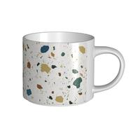 Tazas de café, desayuno, avena, leche, taza de té, taza de cerámica grande, patrones sin costuras de terrazo, mármol italiano clásico,Blanco,Talla única