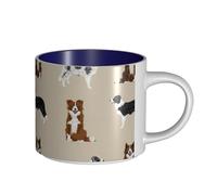 Tazas de café, desayuno, avena, leche, taza de té, taza de cerámica grande, raza de perro básica mixta Border Collie Border,Azul marino,Talla única