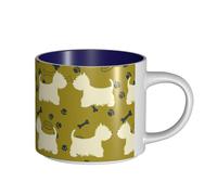 Tazas de café Desayuno Avena Leche Taza de té Taza de cerámica Grande, Silueta de perro Animal de las Tierras Altas del Oeste,Azul marino,Talla única