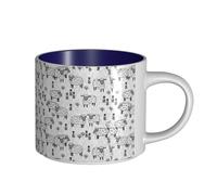 Tazas de café, desayuno, avena, leche, té, cerámica, grande, diseño de animales de granja, oveja, gris y blanco,Azul marino,Talla única
