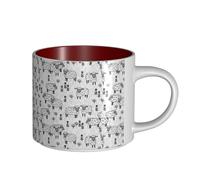 Tazas de café, desayuno, avena, leche, té, cerámica, grande, diseño de animales de granja, oveja, gris y blanco,Rojo,Talla única