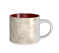 Tazas de café, desayuno, avena, leche, té, cerámica, grande, elegante, dorado, blanco, leopardo, guepardo,Rojo,Talla única
