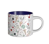 Tazas de café, desayuno, avena, leche, té, cerámica, grande, enfermera, médico, medicina,Azul marino,Talla única