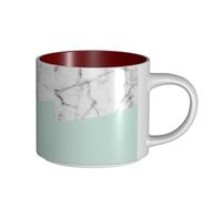 Tazas de café, desayuno, avena, leche, té, cerámica, grande, mármol blanco auténtico, medio pastel, verde menta,Rojo,Talla única