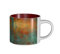Tazas de café, desayuno, avena, leche, té, cerámica, grande, moderna, con pátina de cobre metálico.,Rojo,Talla única