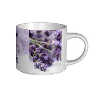 Tazas de café, desayuno, avena, leche, té, cerámica, grande, vintage, lavanda impresa,Blanco,Talla única
