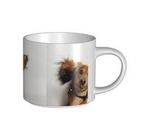 Tazas de café, desayuno, avena, leche, té, taza de cerámica grande, cachorro de terrier ruso sobre fondo blanco,Blanco,Talla única