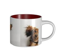 Tazas de café, desayuno, avena, leche, té, taza de cerámica grande, cachorro de terrier ruso sobre fondo blanco,Rojo,Talla única