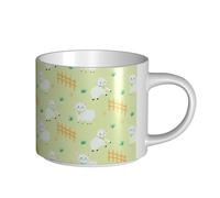 Tazas de café, desayuno, avena, leche, té, taza de cerámica grande, lindo patrón de oveja de dibujos animados,Blanco,Talla única