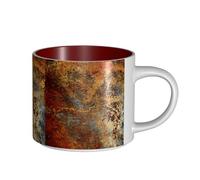 Tazas de café, desayuno, avena, leche, té, taza de cerámica, grande, marrón óxido, metal colorido, estructura de hierro y acero oxidado.,Rojo,Talla única