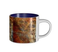 Tazas de café, desayuno, avena, leche, té, taza de cerámica, grande, marrón óxido, metal colorido, estructura de hierro y acero oxidado.,Azul marino,Talla única