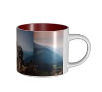 Tazas de café, desayuno, avena, leche, té, taza de cerámica grande, pastor australiano, montañas, mascotas australianas, perros,Rojo,Talla única
