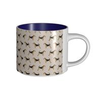 Tazas de café, desayuno, avena, leche, té, taza de cerámica grande, perro Airedale Terrier,Azul marino,Talla única