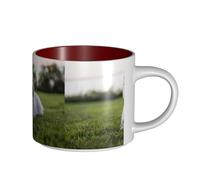 Tazas de café, desayuno, avena, leche, té, taza de cerámica grande, Westie Lawn, West Highland White Terrier, perros,Rojo,Talla única