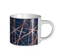 Tazas de café, desayuno, leche de avena, taza de té, taza de cerámica grande, azul marino y cobre de lujo,Blanco,Talla única