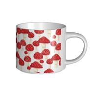 Tazas de café, desayuno, leche de avena, taza de té, taza de cerámica grande, patrón de hongos rojos amanita muscaria,Blanco,Talla única