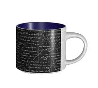 Tazas de café, desayuno, leche de avena, taza de té, taza de cerámica grande, patrones y cálculos matemáticos,Azul marino,Talla única