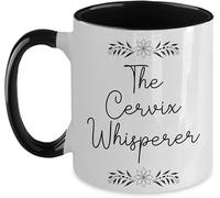 Tazas de café divertidas con la frase "The Cervix Whisperer" (La susurradora del cuello uterino), taza de café novedosa, taza de té de cerámica con impresión de doble cara para mamá, papá, amigo, espo