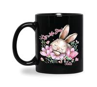 Tazas De Café Divertido Taza De Desayuno Conejito Durmiendo Con Flores, Déjame Dormir Personalizada Tazas De Té Para Desayuno Mamá Hombre 330Ml