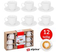 Tazas de café expreso con platillos blancos, set de 6