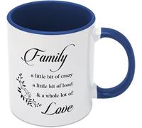 Tazas de café familiares con un poco de locura, un poco de ruido y mucho amor. Taza de café novedosa con impresión de doble cara, taza de té de cerámica para mamá, papá, amigo, esposa, esposo, regalo