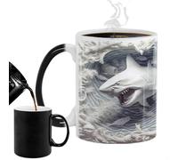 Tazas de café genéricas con cambio de calor,taza de tiburón de cambio de color | Tazas de de tiburón | Taza de café mágica, sensible al calor con estampado de pescado de mar, a c