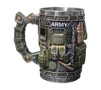 Tazas de café geniales, vasos estéticos con temática de soldado, taza de café de acero inoxidable de gran capacidad, accesorio de cocina decorativo, para hombres, mujeres, novio, papá, de leche