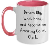 Tazas de café inspiradoras con texto en inglés "Secundario de la Corte: Sueña en Grande, Trabaja Duro y Conviértete en un Increíble Secretario de la Corte", Taza de Café Novedosa, Taza de Té de Cerámi