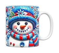 Tazas De Café Navideñas, Tazas de Cerámica para Fiestas, Juego de 3 de 350ml con Diseño 3D de Muñeco de Nieve y Asa para Té Chocolate Regalo