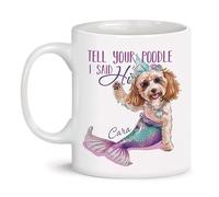 Tazas De Café Novedad Taza Cerámica Caniche Fish Divertido Dile A Tu Caniche Que Le Mando Saludos Humor Tazas Para Cumpleaños Desayuno Hombre 330Ml