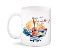 Tazas De Café Novedad Taza De Cerámica Ve Adonde Te Lleve La Guitarra Guitarra Y Playa Personalizada Tazas De Té Para Mamá Leche Desayuno 330Ml