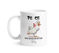 Tazas De Café Novedad Taza De Desayuno La Paz Nunca Fue Una Opción, Duck Porcelana Tazas De Té Para Cumpleaños Hombre Cocina 330Ml
